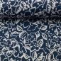 Preview: Stretch-Satin Martha, naturweiße Blumen auf petrol